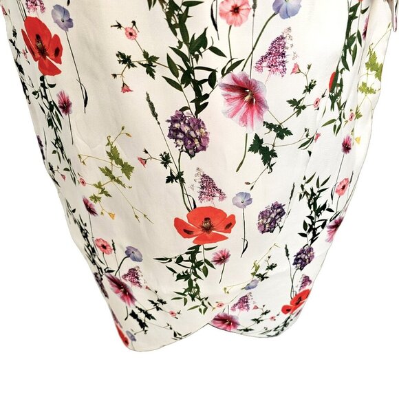 Ted Baker NWOT White Midi Skirt With Faux Waist Tie and Flowers Sz 1 4 - Picture 4 of 16